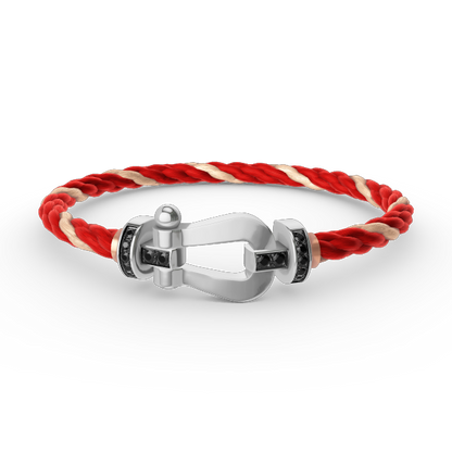 [Everoly JW]フォース ラージホースシュー ブラックダイヤモンドブレスレット シルバー