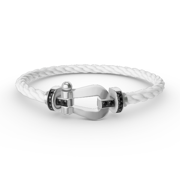 [Everoly JW]フォース ラージホースシュー ブラックダイヤモンドブレスレット シルバー
