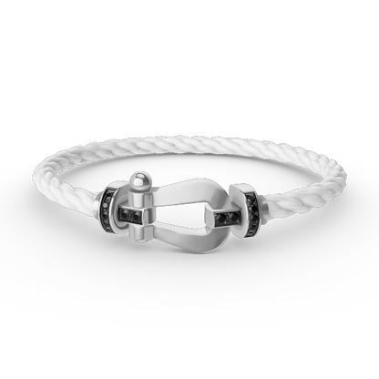 [Everoly JW]フォース ラージホースシュー ブラックダイヤモンドブレスレット シルバー