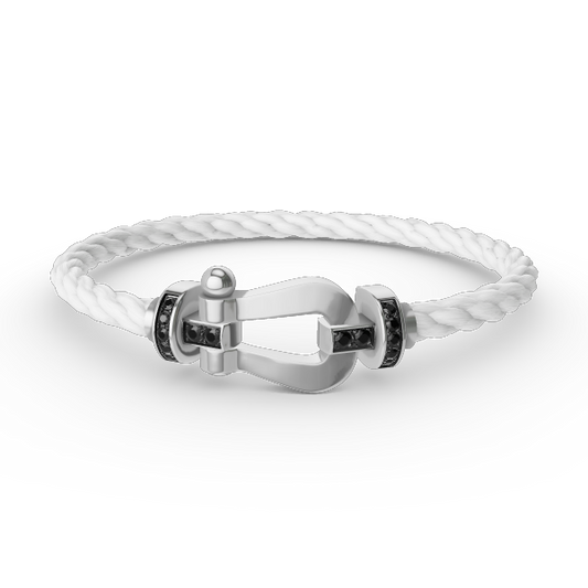 [Elitejewels]FORCE LARGE HORSESHOE BLACK DIAMOND BRACELET SILVER