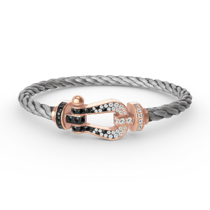 [Elitejewels]FORCE LARGE HORSESHOE BLACK WHITE DIAMOND BRACELET ROSE GOLD