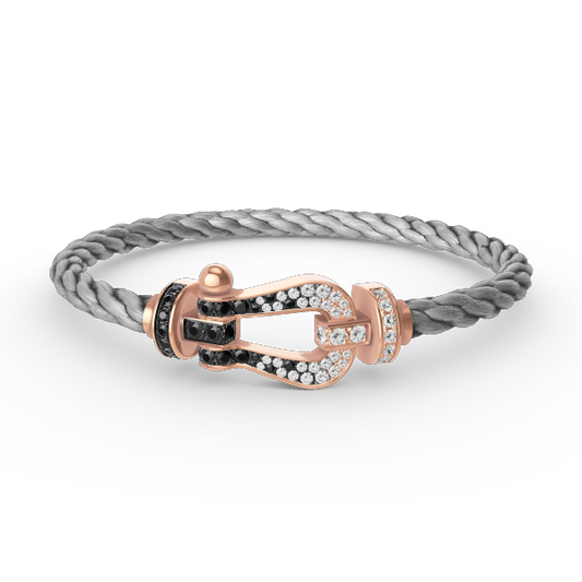 [Elitejewels]FORCE LARGE HORSESHOE BLACK WHITE DIAMOND BRACELET ROSE GOLD