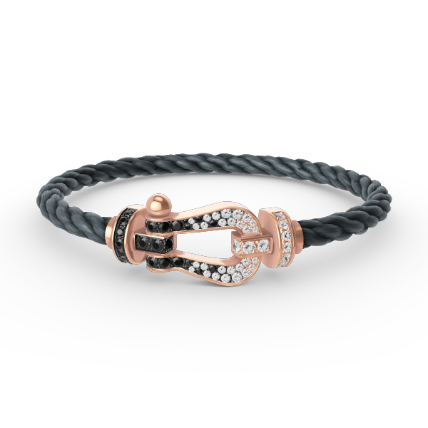 [Elitejewels]FORCE LARGE HORSESHOE BLACK WHITE DIAMOND BRACELET ROSE GOLD