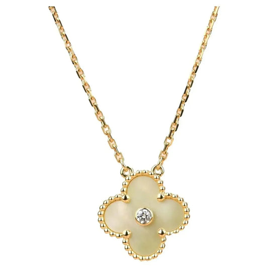 [Elitejewels]CLOVER 15MM DIAMOND GOLD MOTHER OF PEARL NECKLACE