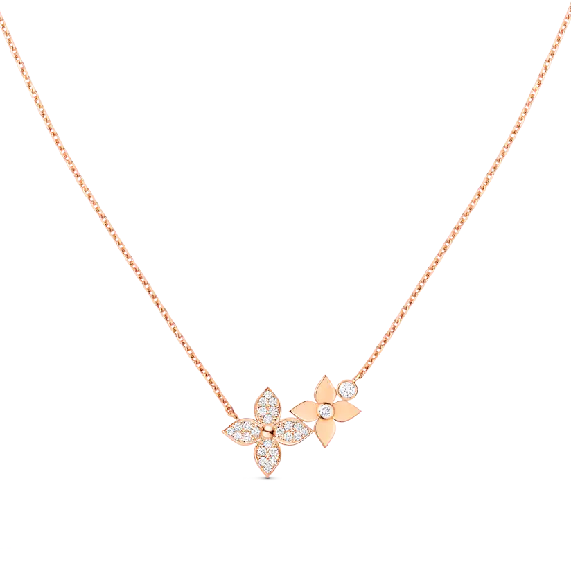 [Elitejewels]STAR BLOSSOM NECKLACE PINK GOLD DIAMONDS