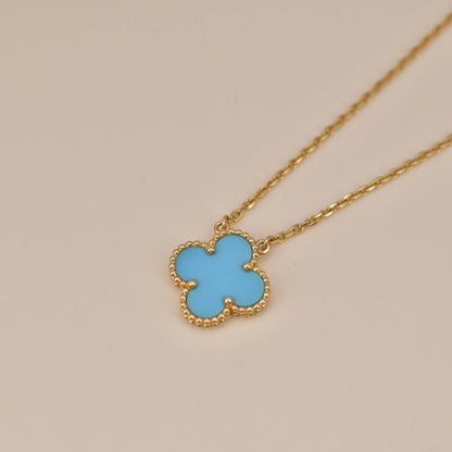 [Elitejewels]CLOVER 15MM VINTAGE TURQUOISE NECKLACE