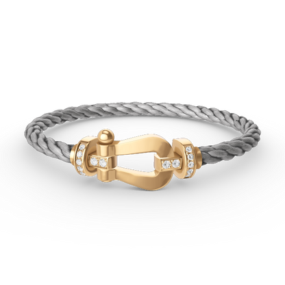 [Elitejewels]FORCE LARGE HORSESHOE HALF DIAMOND BRACELET GOLD