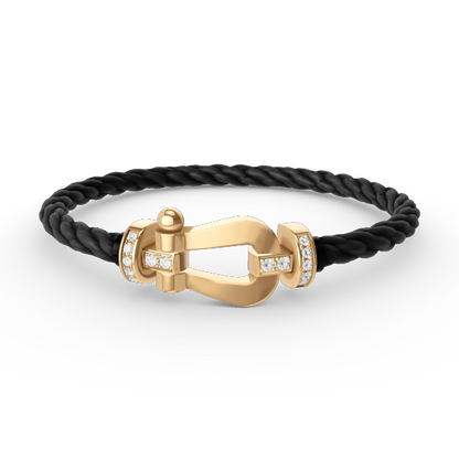 [Elitejewels]FORCE LARGE HORSESHOE HALF DIAMOND BRACELET GOLD