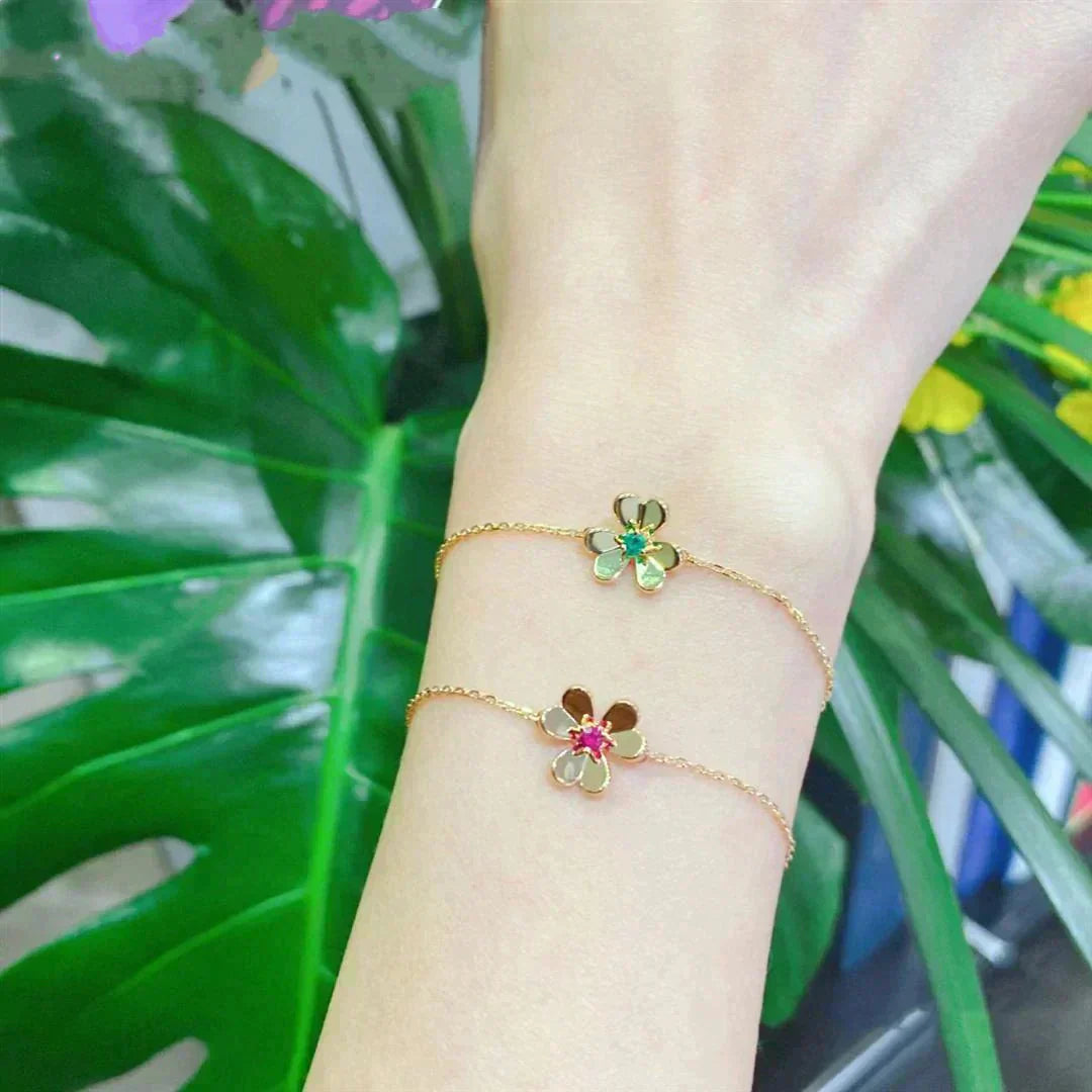 [Everoly JW]FRIVOLE GOLD BLUME ROSA MALACHIT ARMBAND