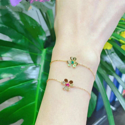 [Everoly JW]FRIVOLE GOLD BLUME ROSA MALACHIT ARMBAND