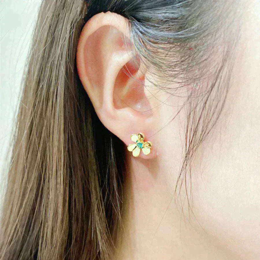 [Elitejewels]FRIVOLE  FLOWER MALACHITE EARRINGS