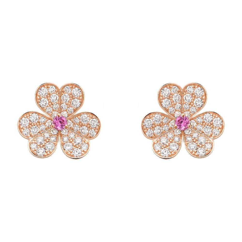 [Elitejewels]FRIVOLE PINK GOLD FLOWER DIAMOND EARRINGS