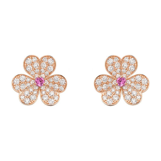 [Elitejewels]FRIVOLE PINK GOLD FLOWER DIAMOND EARRINGS