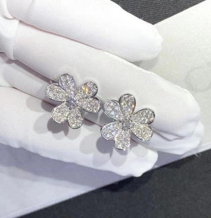 [Elitejewels]FRIVOLE SILVER FLOWER DIAMOND EARRINGS