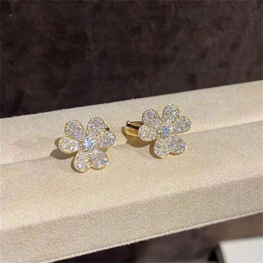 [Elitejewels]FRIVOLE GOLD FLOWER DIAMOND EARRINGS