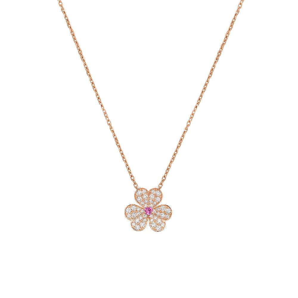 [Everoly JW]FRIVOLE ROSÉGOLD-HALSKETTE MIT BLUMEN UND DIAMANTEN