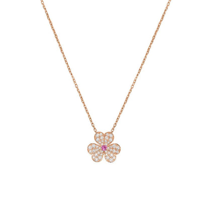 [Everoly JW]FRIVOLE ROSÉGOLD-HALSKETTE MIT BLUMEN UND DIAMANTEN