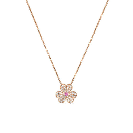 [Everoly JW]FRIVOLE ROSÉGOLD-HALSKETTE MIT BLUMEN UND DIAMANTEN