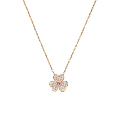 [Elitejewels]FRIVOLE ROSE GOLD FLOWER DIAMOND NECKLACE