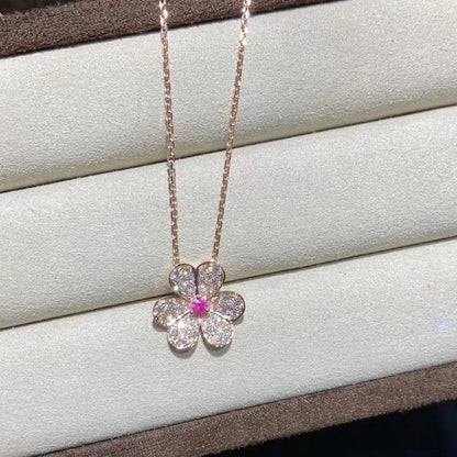 [Everoly JW]FRIVOLE ROSÉGOLD-HALSKETTE MIT BLUMEN UND DIAMANTEN