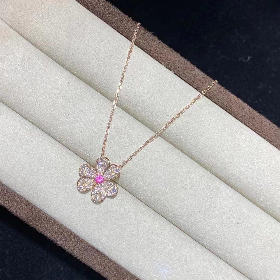 [Elitejewels]FRIVOLE ROSE GOLD FLOWER DIAMOND NECKLACE