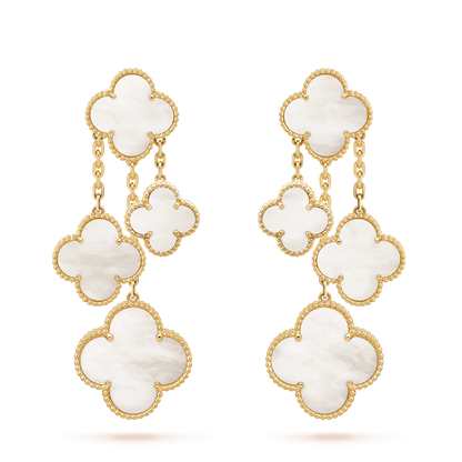 [Elitejewels]CLOVER EARRINGS WHITE MOP 4 MOTIFS GOLD