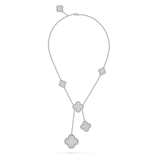 [Everoly JW]CLOVER 5 MOTIVE SILBER DIAMANTEN HALSKETTE
