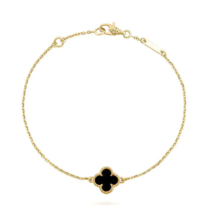 [Everoly JW]CLOVER ONYX EINZELNE BLUME ARMBAND