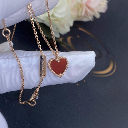 [Elitejewels]SWEET CLOVER CARNELIAN HEART NECKLACE