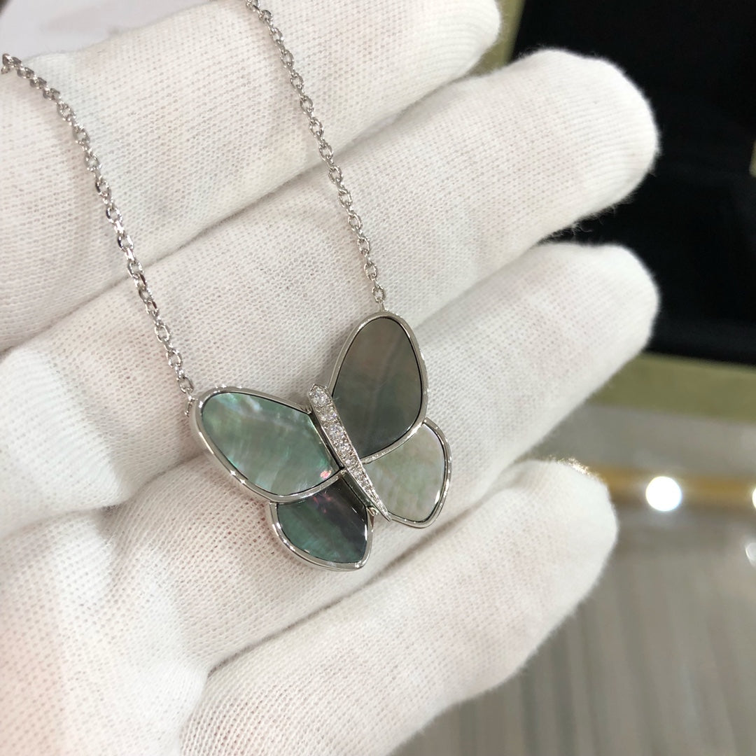 [Everoly JW] GROSSE SCHMETTERLING-SILBERANHÄNGER-DIAMANT-HALSKETTE