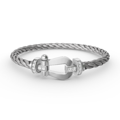 [Elitejewels]FORCE LARGE HORSESHOE HALF DIAMOND BRACELET SILVER