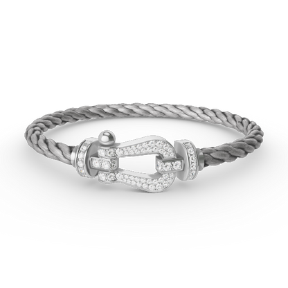 [Elitejewels]FORCE LARGE HORSESHOE FULL DIAMOND BRACELET SILVER