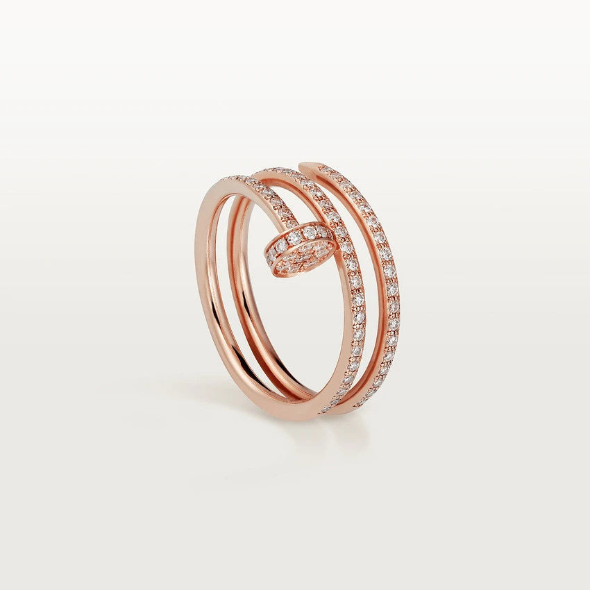 [Elitejewels]JUSTE RING 1.8MM PINK GOLD DOUBLE ROW DIAMONDS